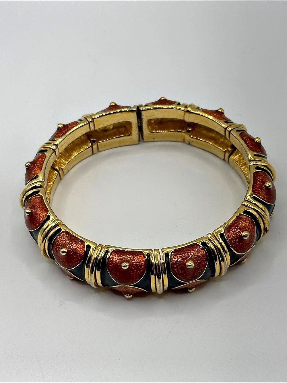 Joan Rivers Bangle Brown & Gold Geometric Bracelet 6.75”